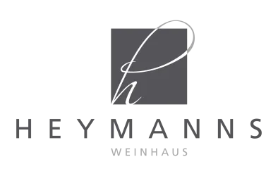 Das Logo von Heymanns Weinhaus zeigt einen eleganten Schriftzug in Schwarz und Grau. Es vermittelt ein Gefühl von Qualität und Raffinesse im Weinbereich.