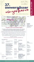 Ein Veranstaltungsplakat für die 37. Owvergässer Weinzerkerwe. Es zeigt Informationen zu Wein, Livemusik und leckeren Essen von 04. bis 07. Juni 2026 in Edenkoben.