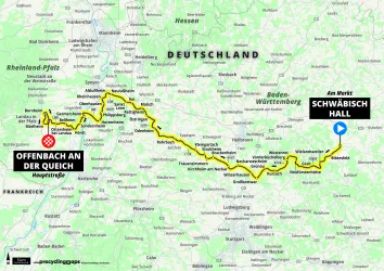 Karte zur Strecke 2 Lidl Deutschland Tour Schwäbisch Hall - Offenbach an der Queich