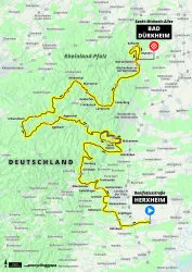 Karte zur Strecke 3 Lidl Deutschlandtour Herxheim - Bad Dürkheim