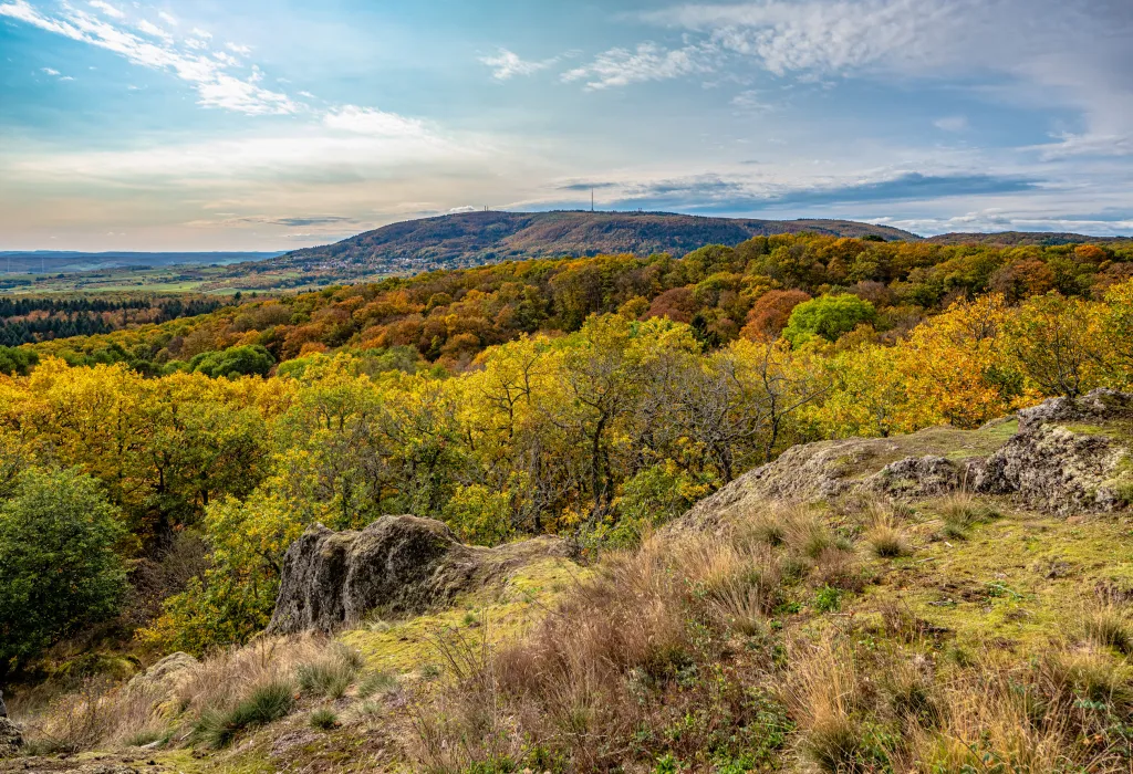 Aussicht vom Drosselfels zum Donnersberg