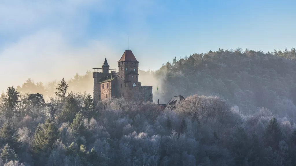 Burg Berwartstein an einem Wintermorgen