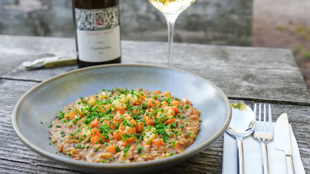 Chardonnay zum Perlgraupen-Risotto