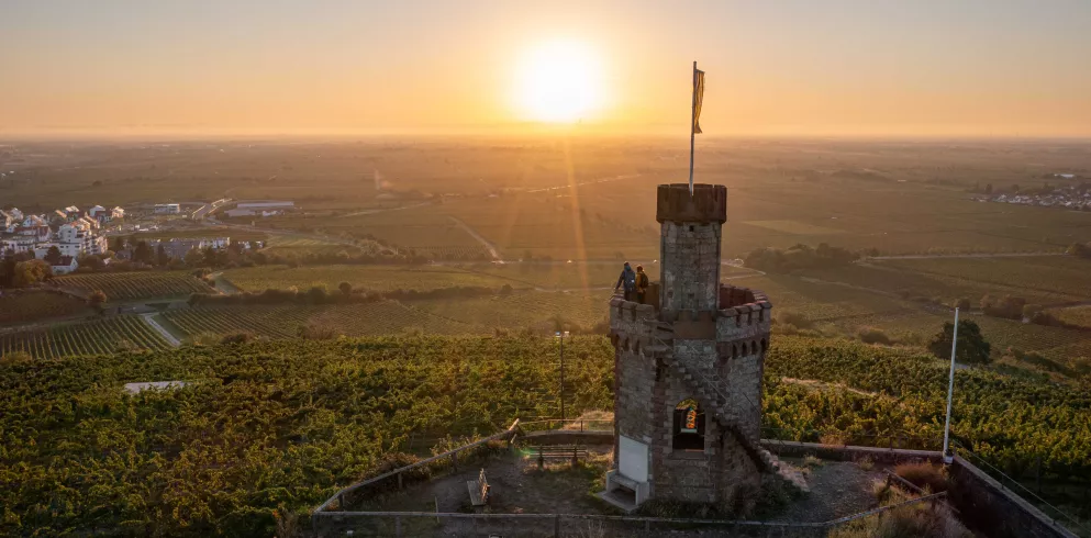 Aussicht über die Rheinebene auf dem Flaggenturm bei Bad Dürkheim 