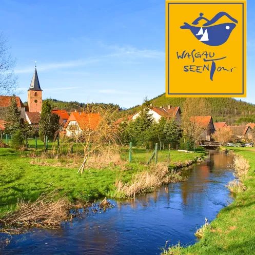 Wasgau-Seen-Tour mit Blick auf Fischbach am Flüsschen Sauer