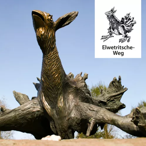 Elwetritscheweg mit Statue von einem Elwetritsche