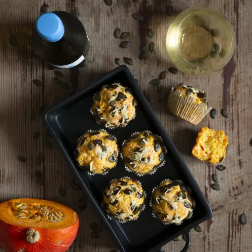 Kürbis-Muffins mit Bergkäse