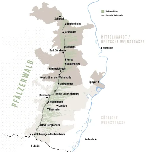 Karte Weinbauregion Pfalz