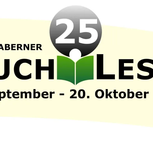 Ein Logo für die 25. Bergzaberner Buchlese. Die Veranstaltung findet vom 1. September bis 20. Oktober 2026 statt.