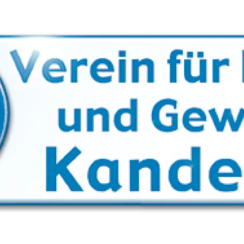 Ein Logo des Vereins für Handel und Gewerbe Kandel e.V. in blauer Schrift. Es zeigt die Verbindung von Handel und Gemeinschaft in Kandel.