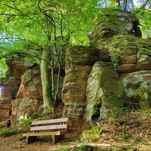 Ruhebank an den Krebswoog-Felsen