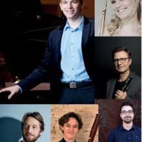 Joseph Moog, Hanna Mangold, Rainer Schick, Julius Kircher, Andreas Becker und , Karlsson Schick  mit ihren Instrumenten