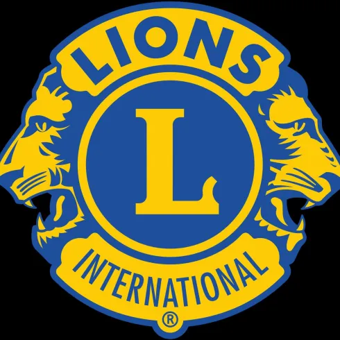 <p>Blau-gelbes, rundesn  Logo des Lionsclub mit einem großen L in der Mitte und jeweils links und rechts einem Löwenkopf.