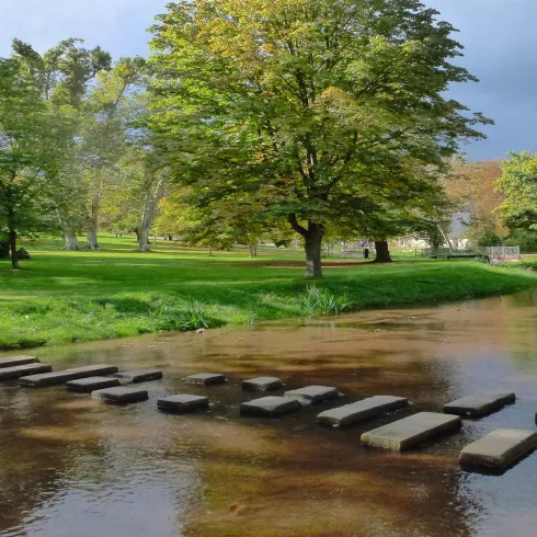 Trittsteine über der Isenach (© Stadt Bad Dürkheim)