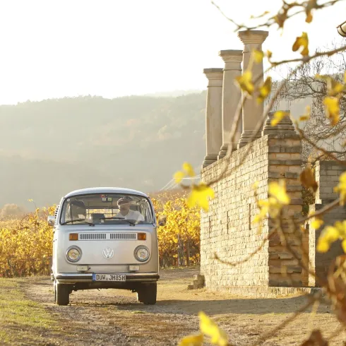 Ein mittelalterlicher Mönch in einer dunklen Robe steht vor einer alten Mauer. Er spricht mit gestikulierenden Händen.