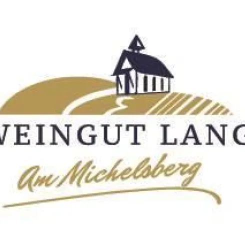 Ein modernes Logo des Weinguts Lang am Michelsberg. Es zeigt ein stilisiertes Gebäude und symbolisiert die Weinbau-Tradition.