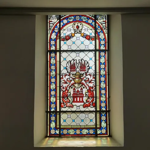 Glasfenster Rathaus (© Tourist-Information Speyer, Eva Schmitt)