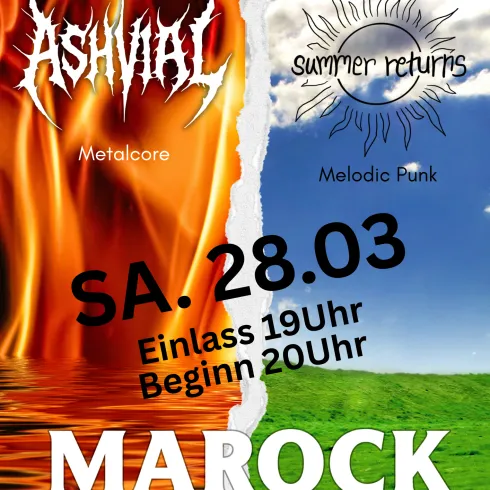 Ein Konzertplakat für die "Pfalz Metalnacht" mit den Bands "Fall of Sinners" und "Faktor 8". Das Event findet am 21. Februar 2026 im Marock Bar in Landau statt.