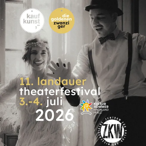 Das Zentrum für Kultur- und Wissensdialog (ZKW) der RPTU Kaiserslautern-Landau lädt am 3. und 4. Juli zum Theaterfestival kaufkunst,- „Die Goldenen Zwanziger“ in die Landauer Innenstadt ein. Im Rahmen des Kultursommers Rheinland-Pfalz verwandeln sich zentrale Plätze und Kulturorte der Stadt in eine lebendige Bühne für Theater, Musik, Tanz und Performances.