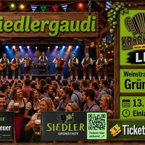 Ein festliches Event in einer lebhaften Atmosphäre mit einer Band, die traditionelle Musik spielt. Menschen feiern und genießen die Stimmung in einem festlich dekorierten Raum.