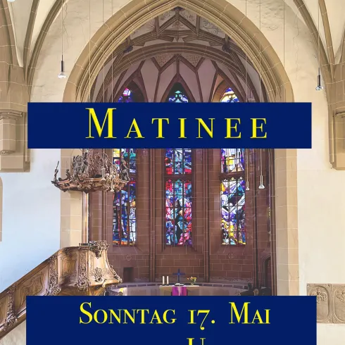 Ein Flyer für ein Konzert des Meisenheimer Vokalensembles. Die Veranstaltung findet am Sonntag, den 17. Mai, um 11 Uhr in der Schlosskirche statt.