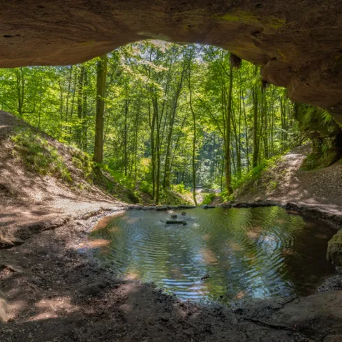 Blick aus unterer Bärenhöhle mit Wasser