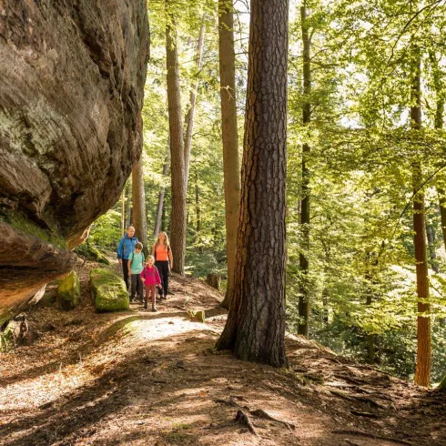 Familie beim Wandern am Saufelsen