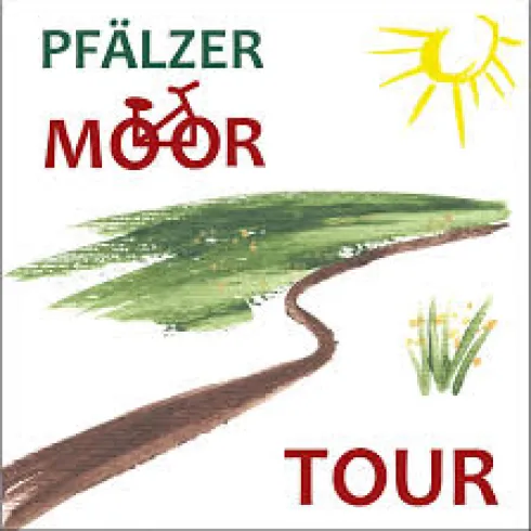 Ein Fahrradweg durch die Pfälzer Moorlandschaft. Sonne und grünes Gras schaffen eine einladende Atmosphäre für eine Tour.