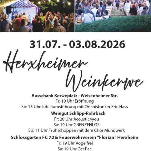 Plakat mit zwei Bildern vom Schlossgarten mit Gästen, Lampions und dem Festprogramm