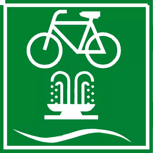Logo und Markierung Petronella-Rhein-Radweg Logo und Markierung Petronella-Rhein-Radweg