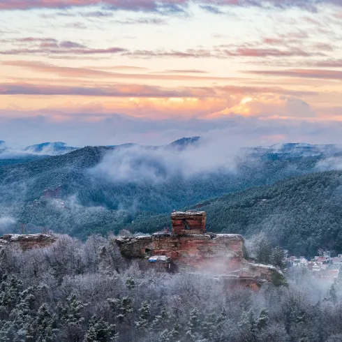 Burgruine Drachenfels im Winter