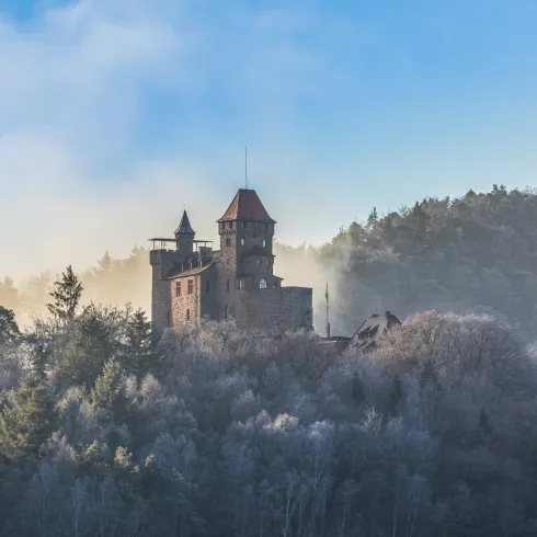 Burg Berwartstein an einem Wintermorgen