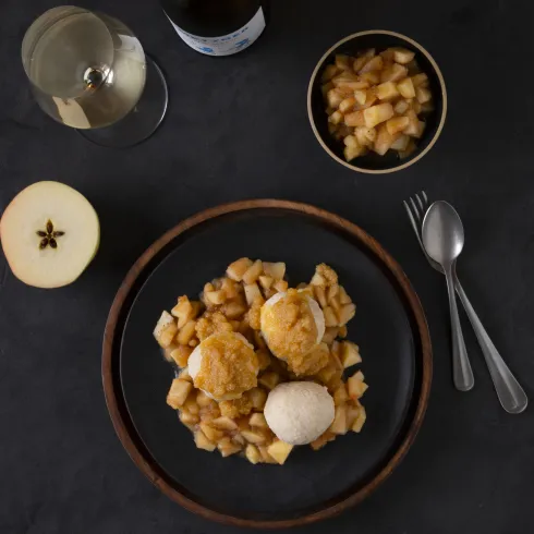 Topfenknödel mit Apfelkompott