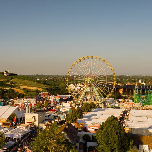 Luftaufnahme des Bad Dürkheimer Wurstmarkts.