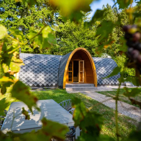 Ein Tinyhouse auf dem Campingplatz Naturresort Waldglück